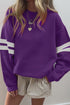 Varsity Double Stripe Drop Shoulder Oversized Crewneck Sweatshirt